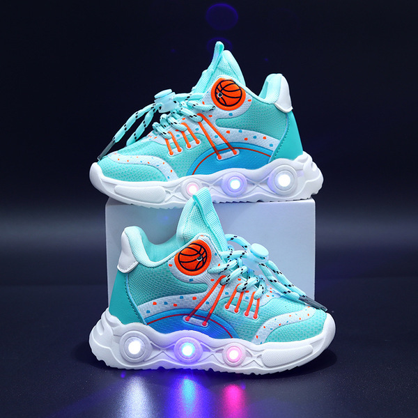 2024 with lights spring and autumn new LED lights luminous shoes children's sports shoes basketball shoes men's shoes flash children's shoes