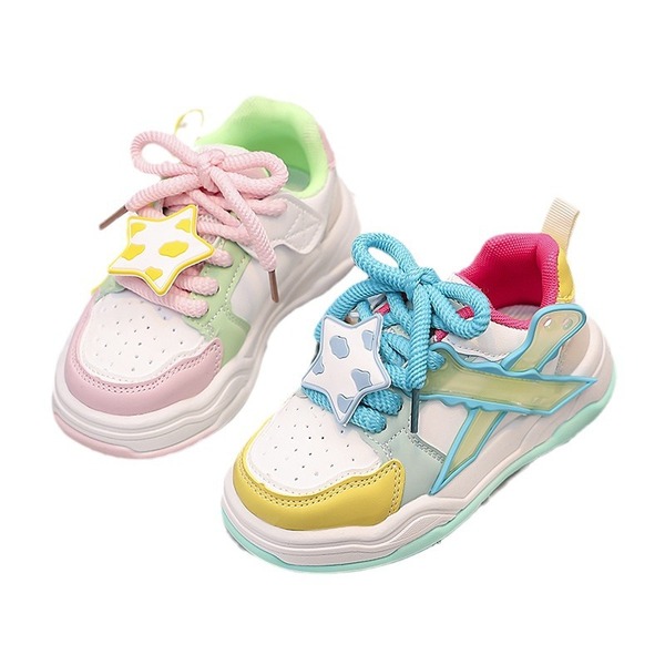 Candy-Colored Children's Sneakers, Colorful 2024 Autumn Children's Shoes Wholesale, Student Style Casual Shoes, White Shoes, Trendy for Young Children