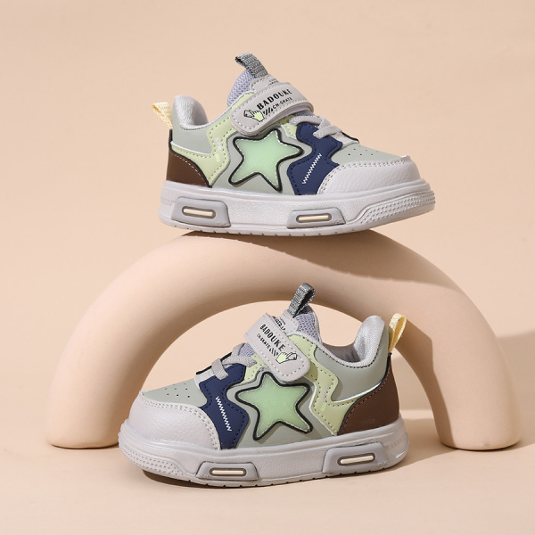 Autumn 2024 New Children's Leather Casual Shoes Cartoon Light Baby's Fit Shoes with Solid Sole Lightweight Foot Protection